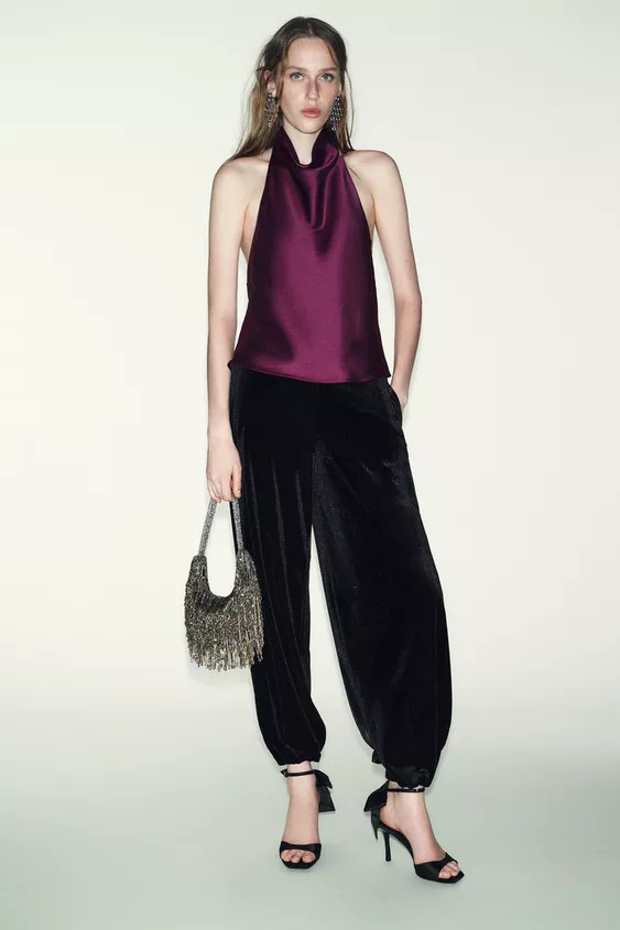 SATIN EFFECT HALTER TOP | Zara US