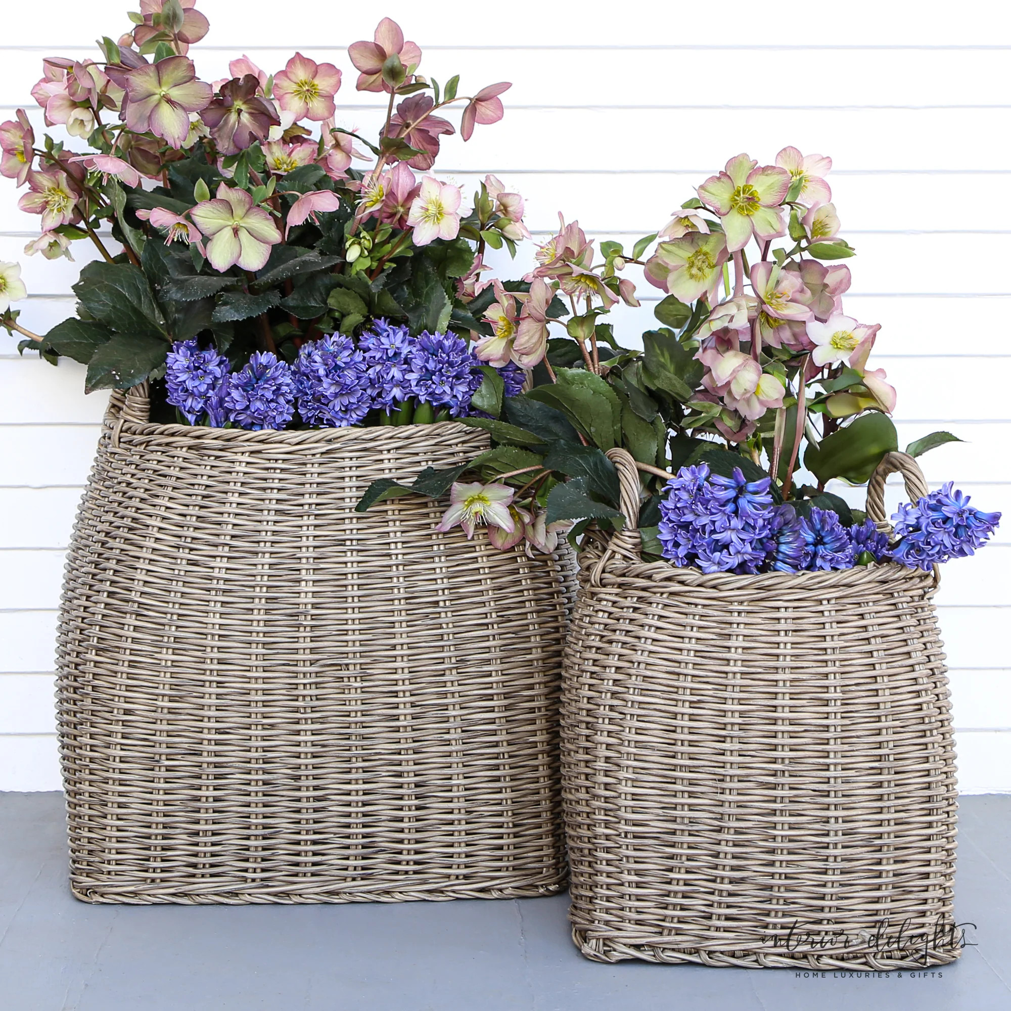 Willow Planters with Square Bottoms- Set of 2 | Interior Delights