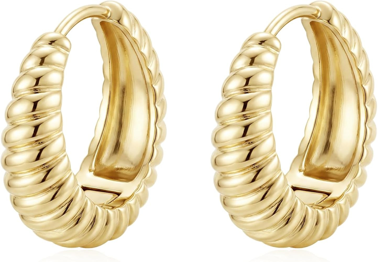 18K Gold Plated Chunky Hoop Earrings for Women Fashion Thick Gold Hoops Set Jewelry for Birthday ... | Amazon (US)