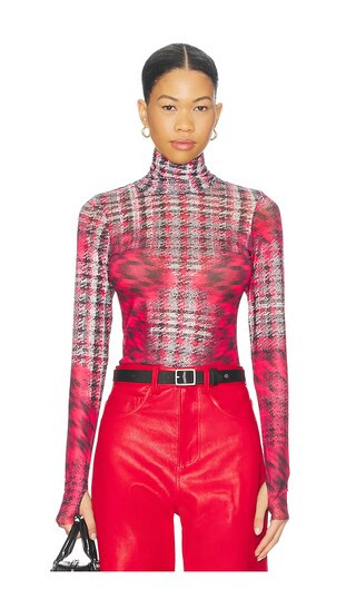 Zadie Long Sleeve Top in Ruby Houndstooth | Revolve Clothing (Global)