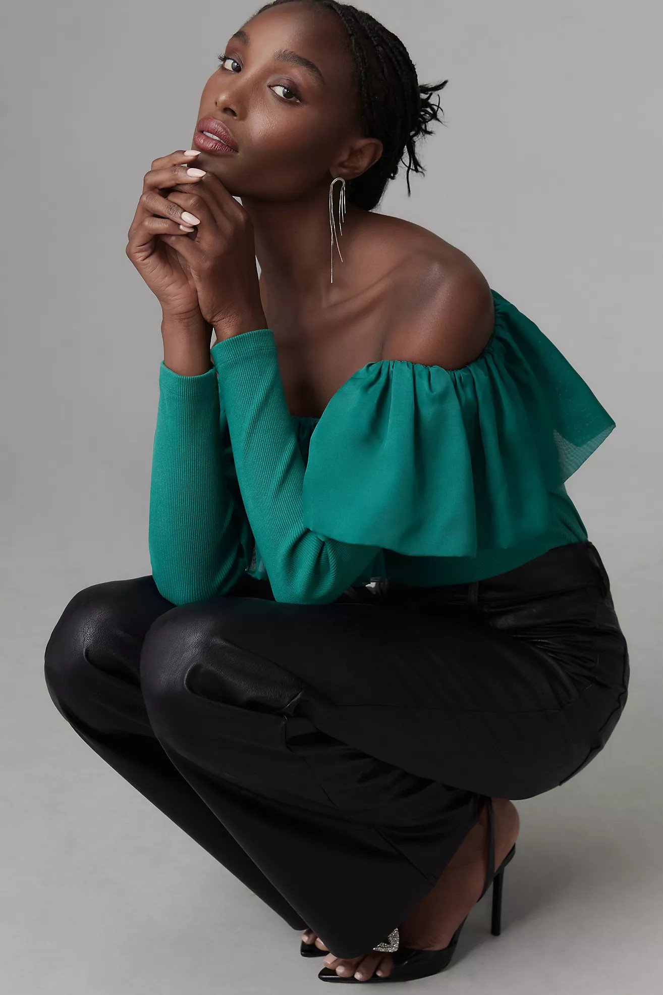 By Anthropologie Off-The-Shoulder Organza Ruffle Top | Anthropologie (US)