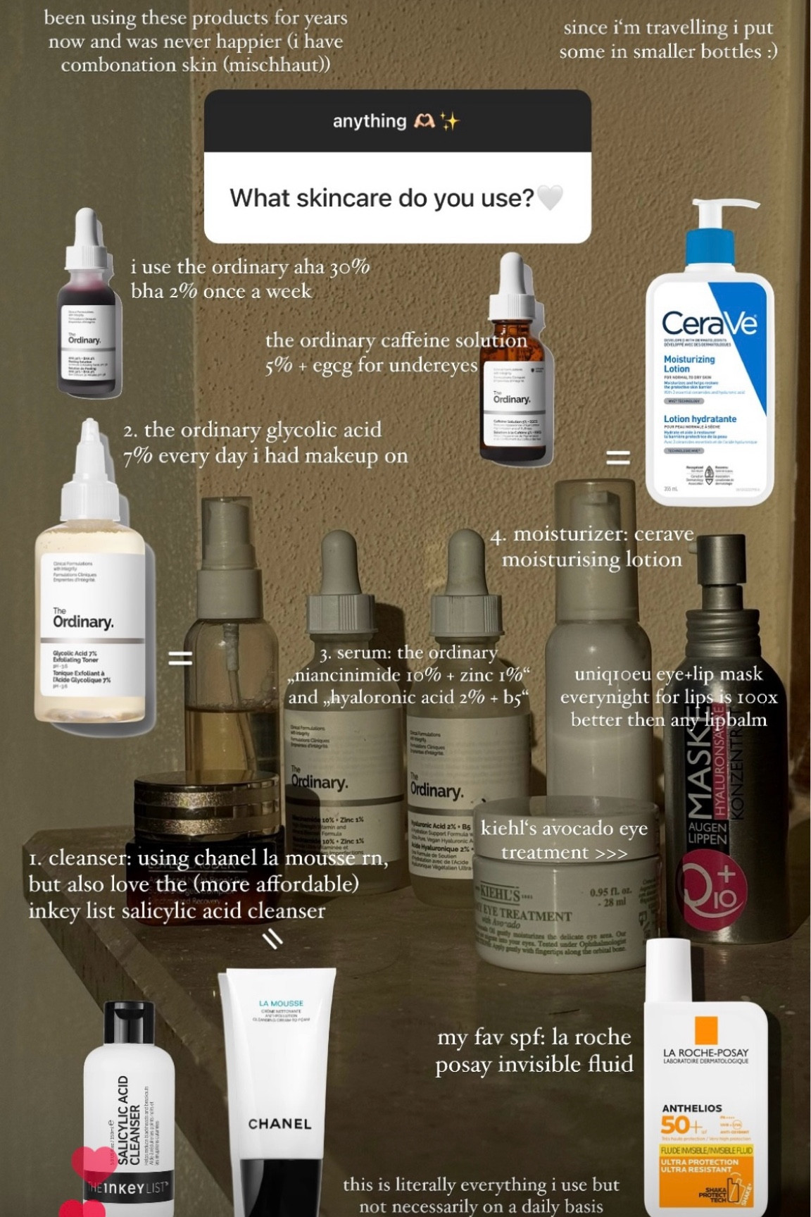 my skincare routine which i‘ve been using since i‘m 16 so 5 years now 🤭 mostly affordable skincare like the ordinary or the inkey list, but also kiehls and la roche posay spf are so so so worth it, i promise 💘 i have normal skin but tending to combination skin :)

#LTKdeutschland #AugustBrandSpotlight #LTKeurope
