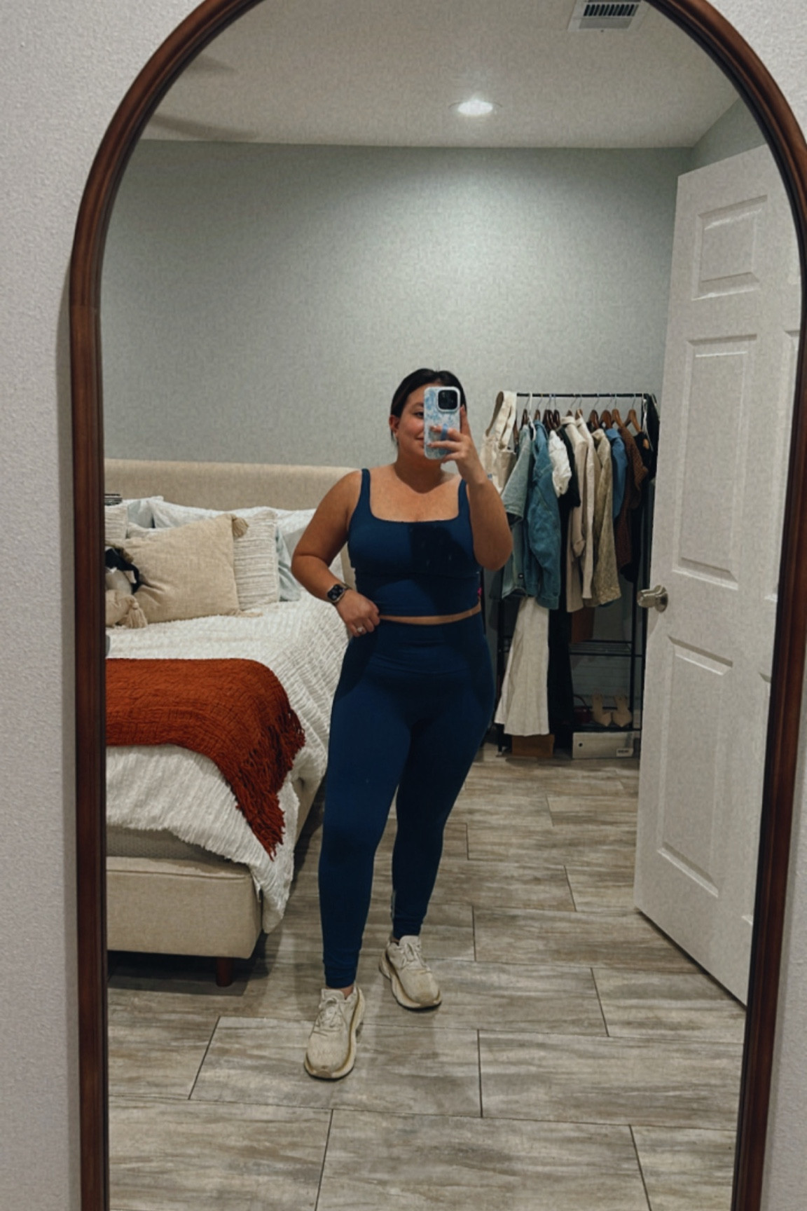 Athleisure, buttery soft leggings & top , memory foam sneakers , workout clothes , blue workout set 

#LTKMidsize #LTKShoeCrush #LTKFitness