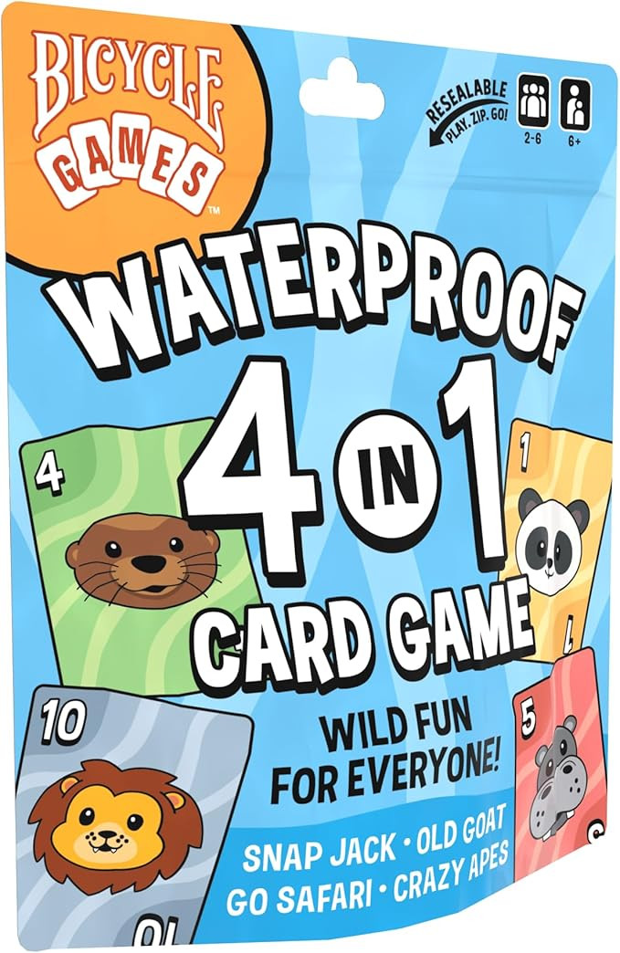 Bicycle Waterproof 4‑in‑1 Card Games Set – Durable Plastic Playing Cards Deck for Go Fish, ... | Amazon (US)