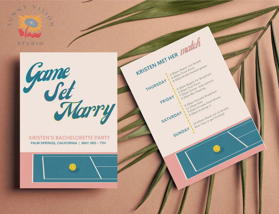 Game Set Marry Bachelorette Party Itinerary Template  Tennis - Etsy | Etsy (US)