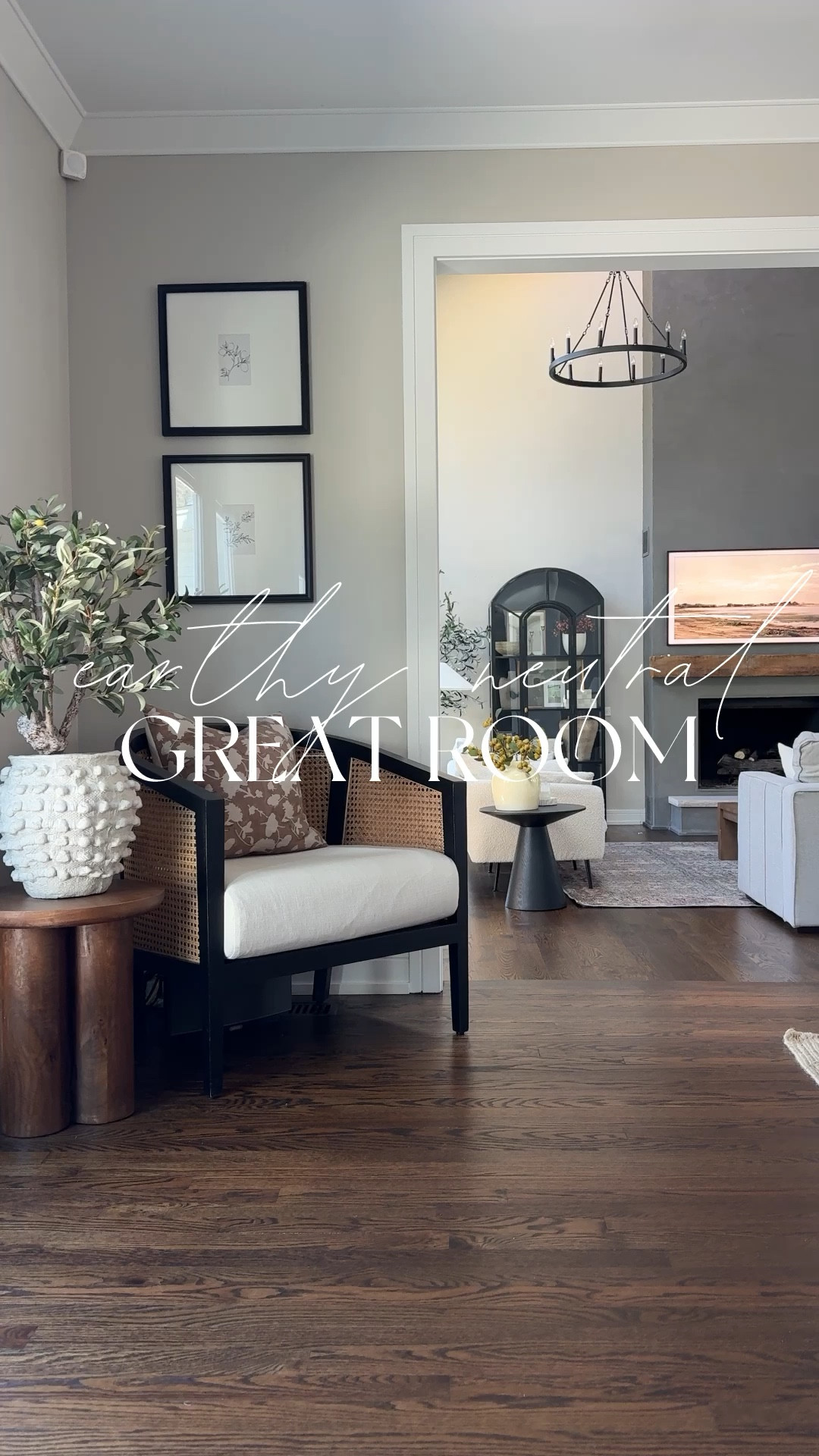 Earthy neutral great room - this is probably my favorite room in our home. It’s just so cozy and I love the mix of fabrics, textures, and colors! 

#LTKhome #LTKVideo #LTKsalealert