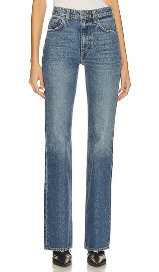 GRLFRND Melanie Petite High Rise Boot Cut Jeans in Denim-Medium. - size 29 | Revolve Clothing (Global)