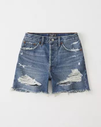 High Rise Mid-Length Denim Shorts | Abercrombie & Fitch US & UK
