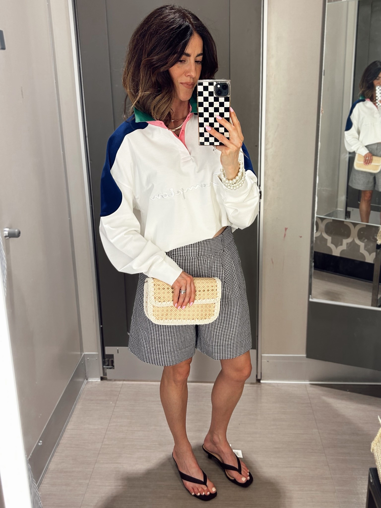 Wearing a medium in the polo, size 6 in shorts ( could have done a 4)

#LTKWorkwear #LTKmomlife #LTKootd