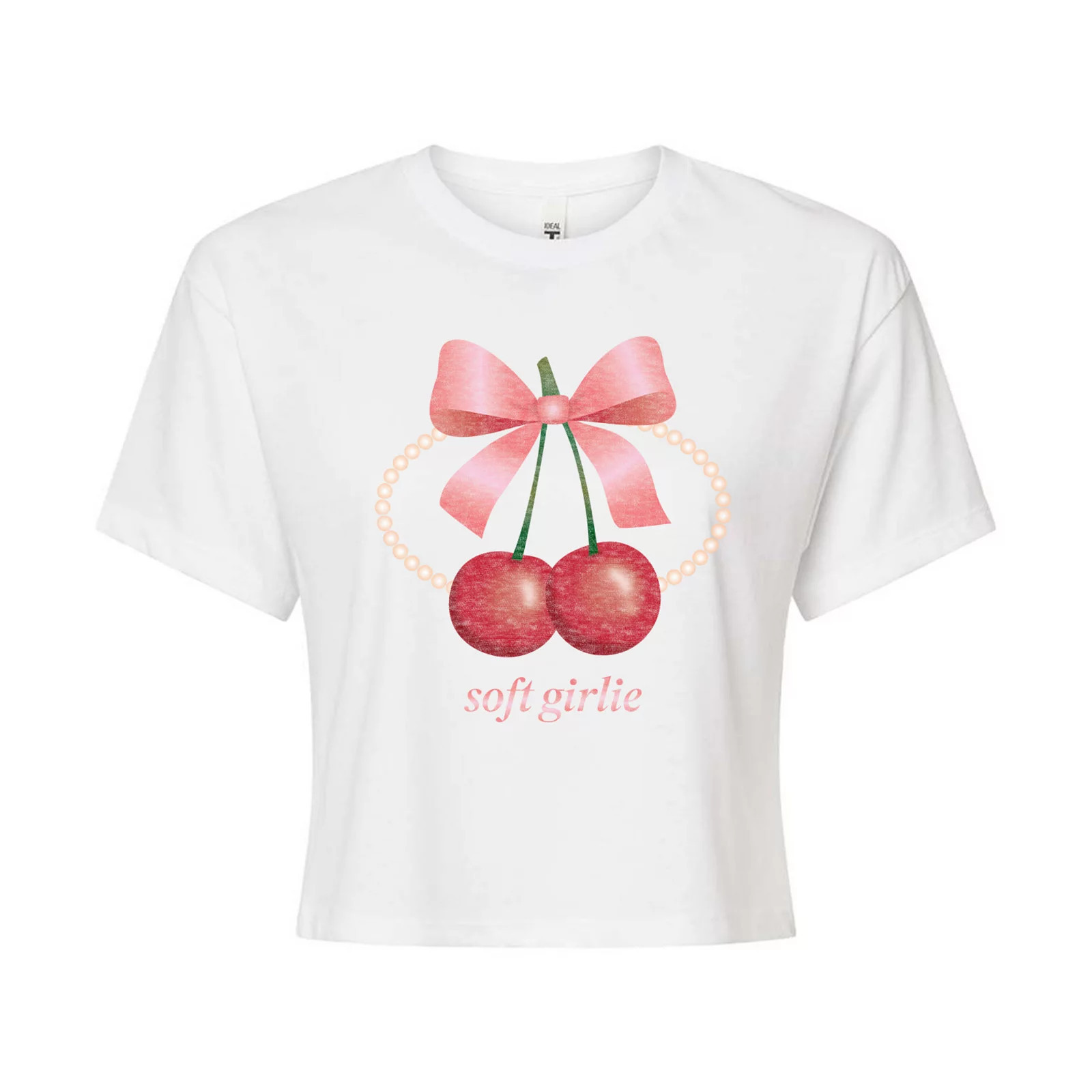 Juniors' Soft Girlie Cherries Cropped Tee, Girl's, Size: Large, White | Kohl's