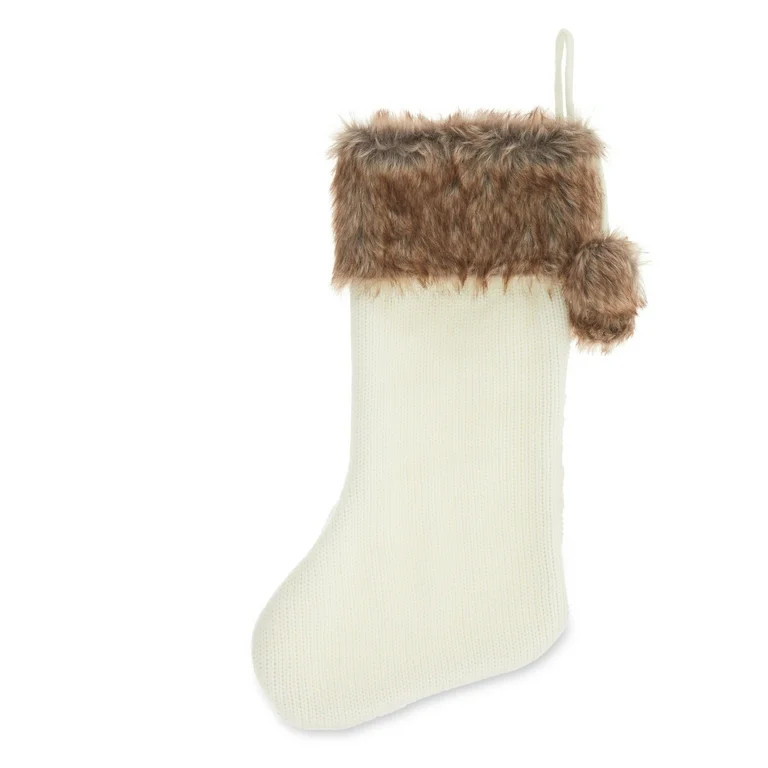 White Cable Knit Christmas Stocking, 20", by Holiday Time | Walmart (US)