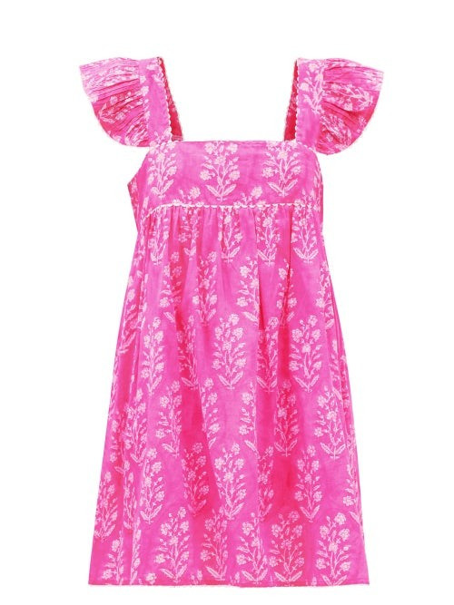 Juliet Dunn - Floral-print Cotton-poplin Mini Dress - Womens - Pink Print | Matches (US)