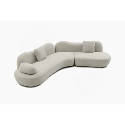 Modern Curved Modular Sofa, Boucle 5-Seater Sofa For Living Room, Bedroom, Beige Color, Crescent Shape And Butterfly Backrest Make The Whole Space Ful | Wayfair North America