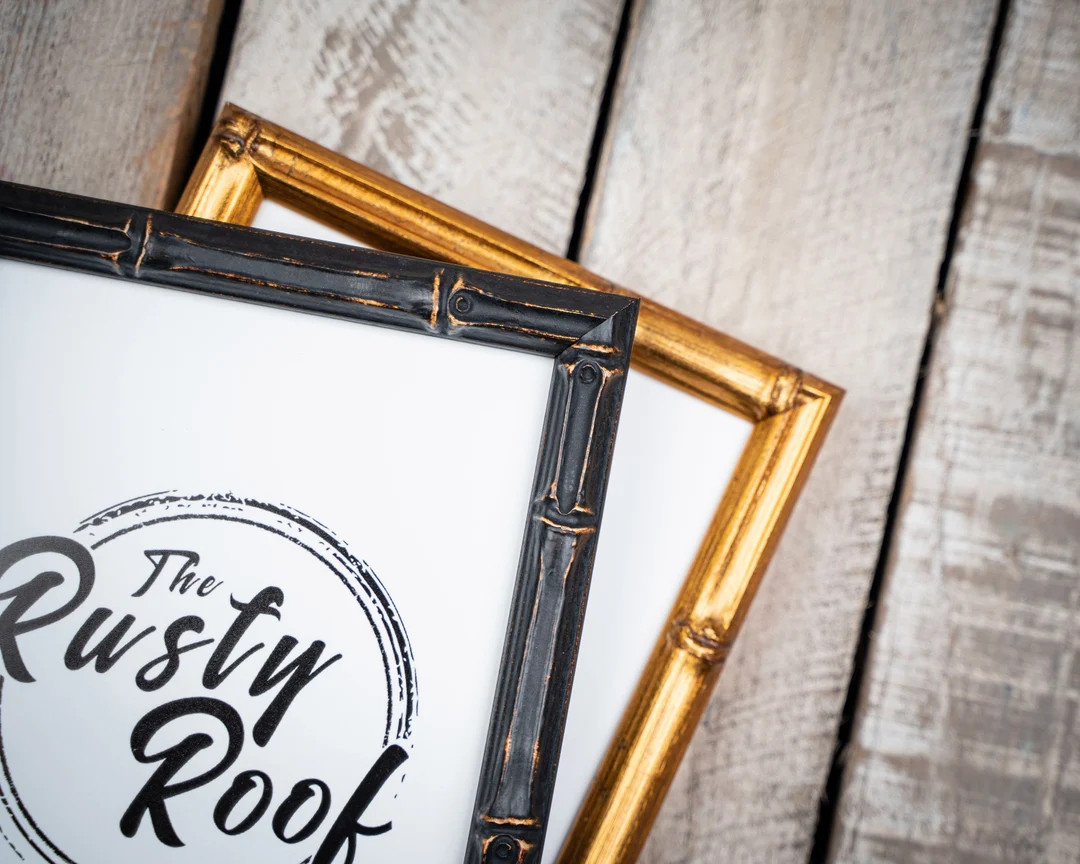 Bamboo Picture Frame - Gold Bamboo- Aged Black Bamboo - 8x10 - 5x7 - 11x14 - 16x20 Hanging Frame ... | Etsy (US)