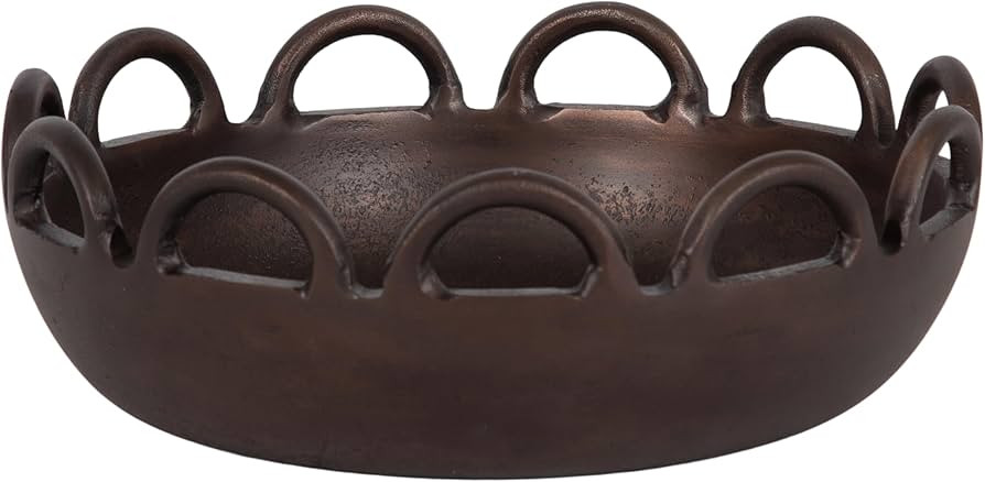 Kate and Laurel Lusila Vintage Metal Food-Safe Bowl, 12 Inch Diameter, Bronze, Classic Scalloped ... | Amazon (US)