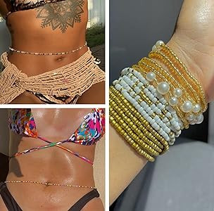 RLMOON 24-50Inch Waist Beads for Women African Waist Beads Plus Size Layered Belly Bead Body Chai... | Amazon (US)