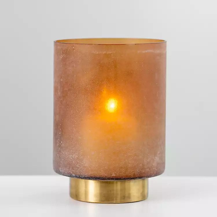 Spice Glass Hurricane with Brass Base, 11 in. | Kirkland's Home