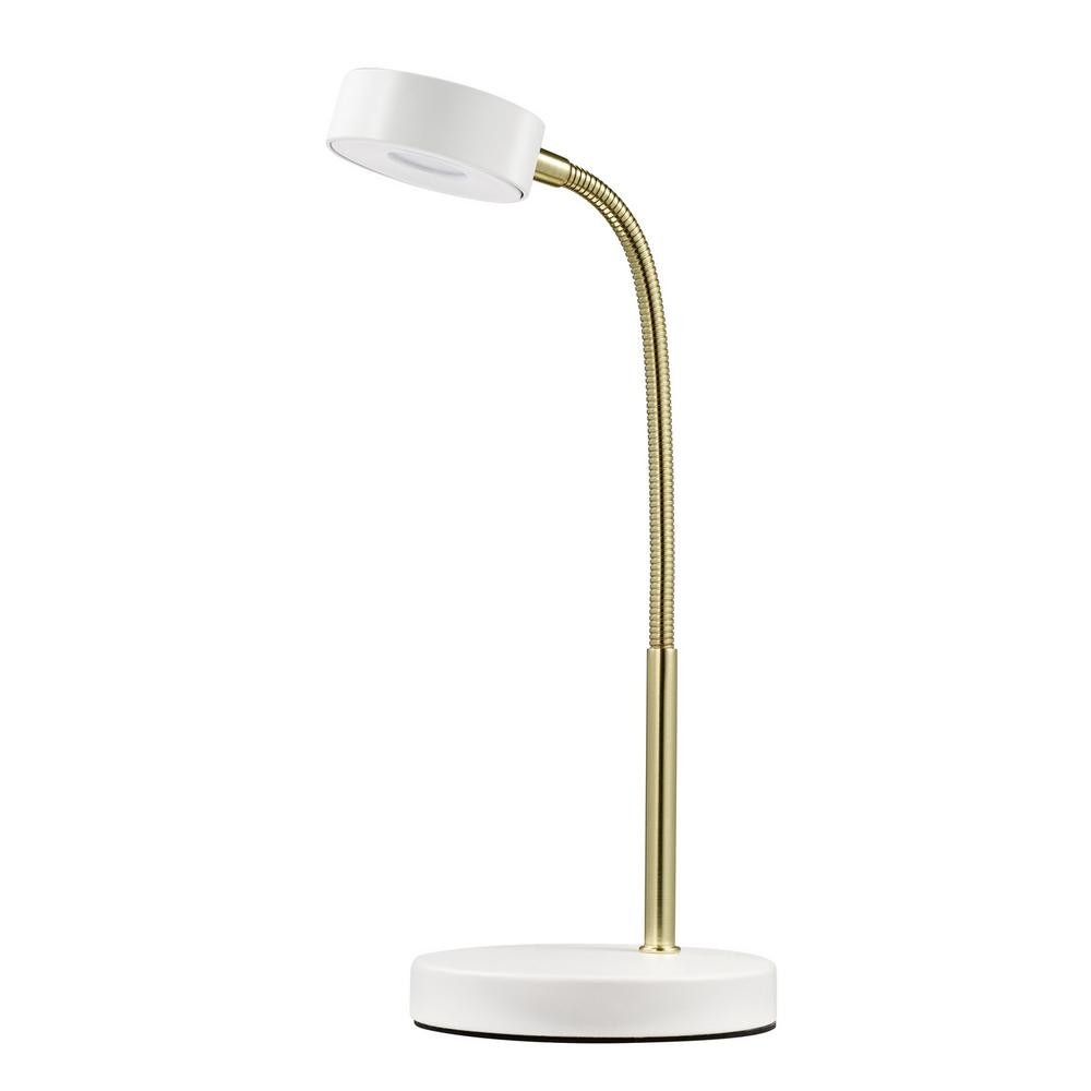 Globe Electric 15.45 in. Matte White Energy Star Integrated LED Desk Lamp | The Home Depot