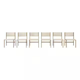Hampton Bay Rocky Mount Woodgrain Stationary Metal Outdoor Dining Chair (6-Pack) 1376_D2_6pk - Th... | The Home Depot