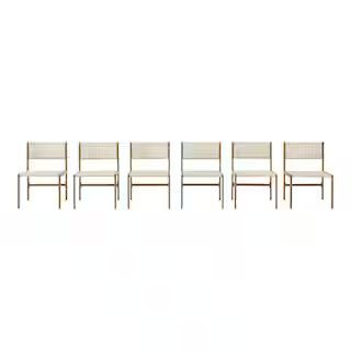 Hampton Bay Rocky Mount Woodgrain Stationary Metal Outdoor Dining Chair (6-Pack) 1376_D2_6pk - Th... | The Home Depot