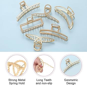 LUKACY 6 Pack Large Metal Hair Claw Clips - 4 Inch Big gold hair clips,Perfect Jaw hair clamps fo... | Amazon (US)