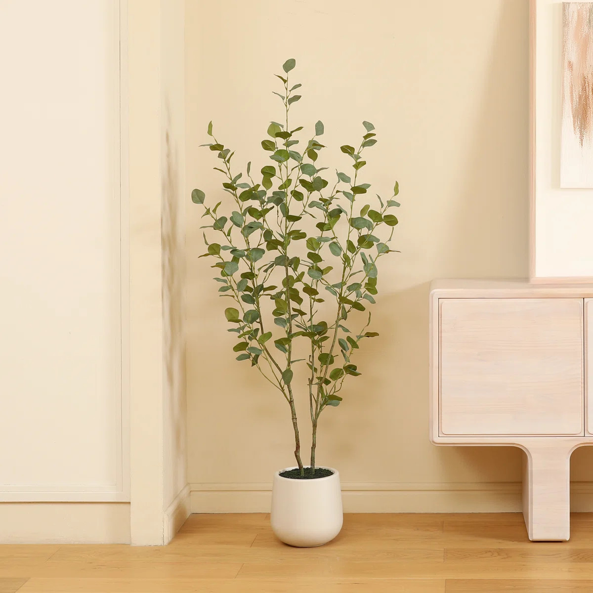 Adalia Artificial Eucalyptus Tree in White Planter | Wayfair North America