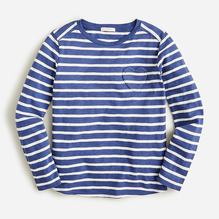 Girls' printed long-sleeve heart-pocket T-shirt | J. Crew US