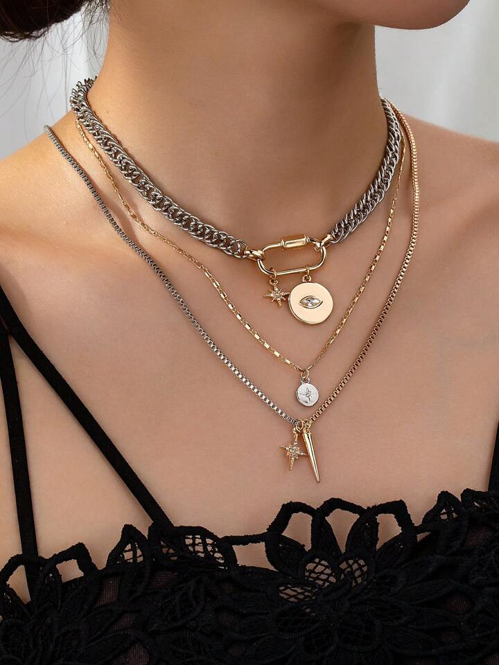 Trends1pc Metal Minimalist Multi-Layer Necklace, Fashionable & Versatile Daily Wear For Women | SHEIN