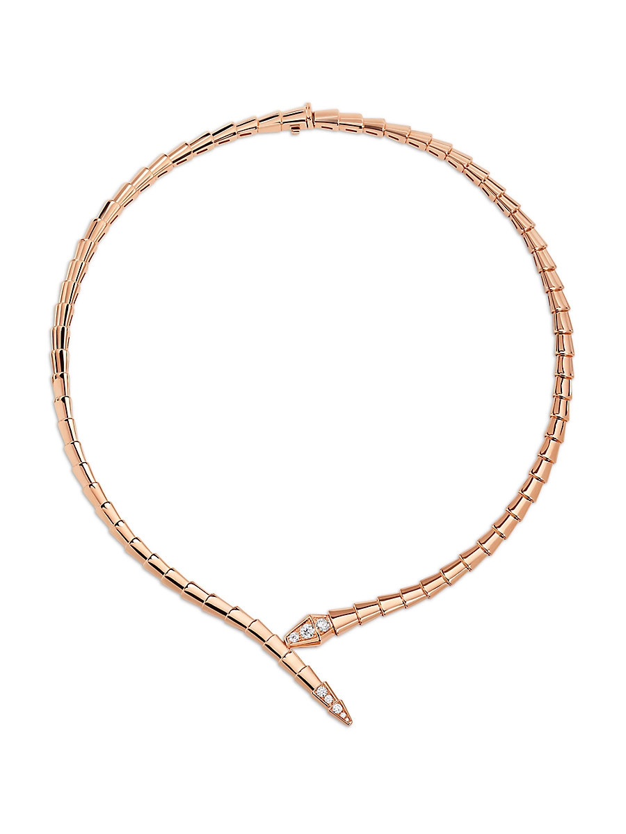 Women's Serpenti Viper 18K Rose Gold & Diamond Necklace - Rose Gold - Size Medium | Saks Fifth Avenue