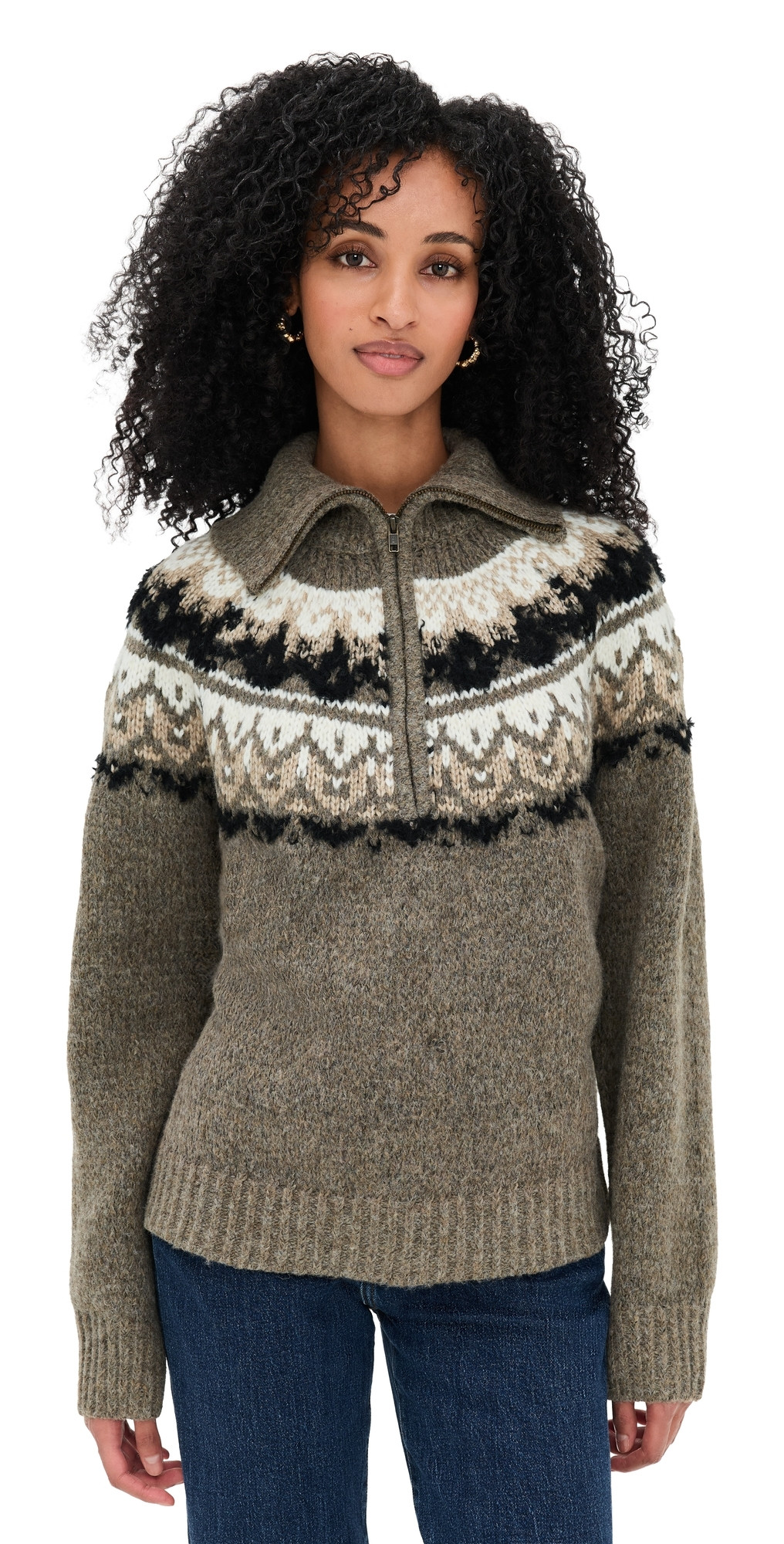 Joe's Jeans The Wells Fair Isle Sweater Olive Multi Fair Isle XS | Shopbop