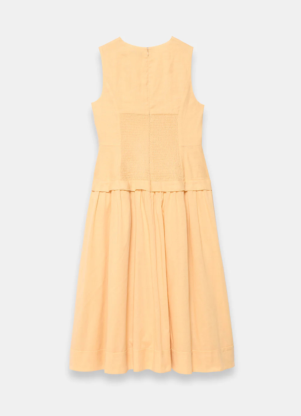 Yellow Ramie Drop Waist Midi Dress | Mint Velvet