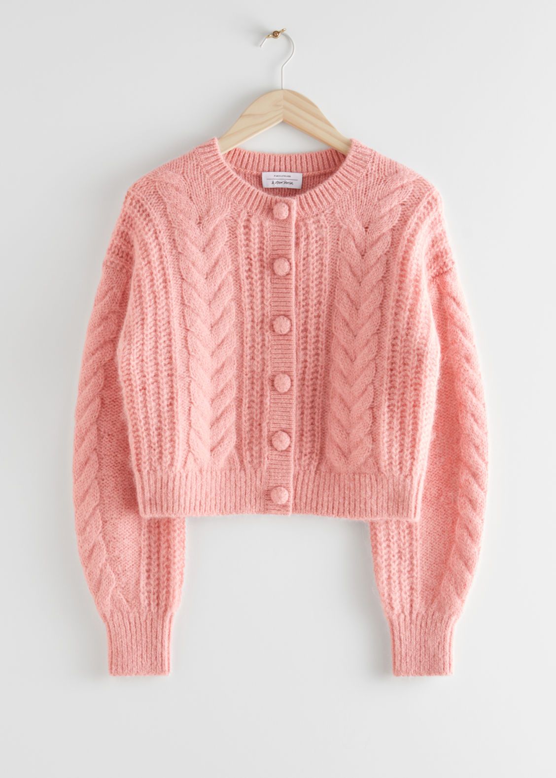 Cropped Cable Knit Cardigan - Pink | & Other Stories (EU + UK)