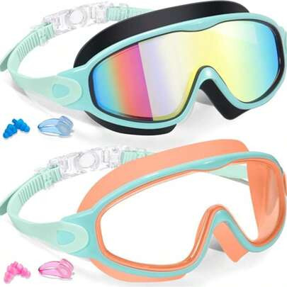 2 Pack Kids Swim Goggles For Kids 3-15 180° Wide View UV Protection Anti-Fog Pool Water Swimming... | SHEIN
