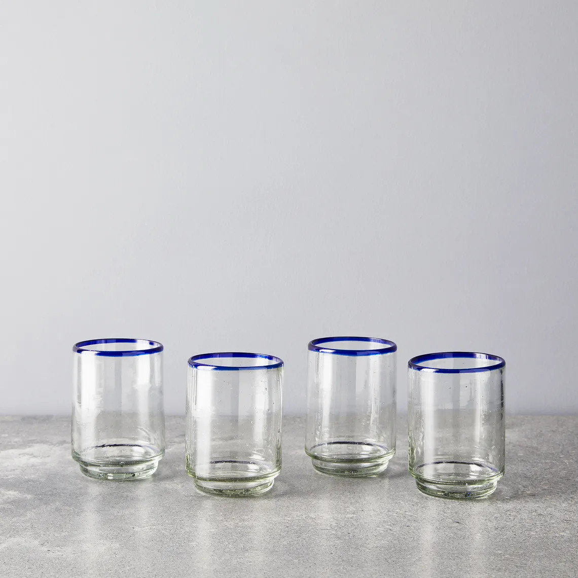 Hand-Blown Colored Rim Recycled Drinking Glasses (Set of 4) | Food52