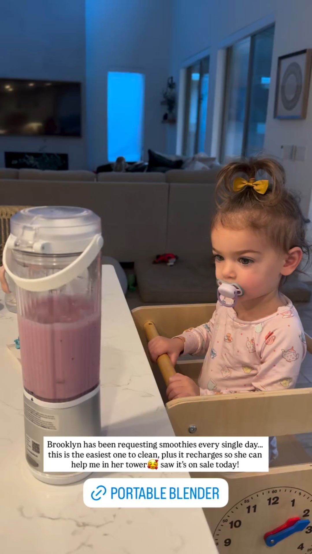 Brooklyn has been requesting smoothies every single day….. this is the easiest one to clean, plus it recharges so she can help me in her tower🥰 saw it’s on sale today!