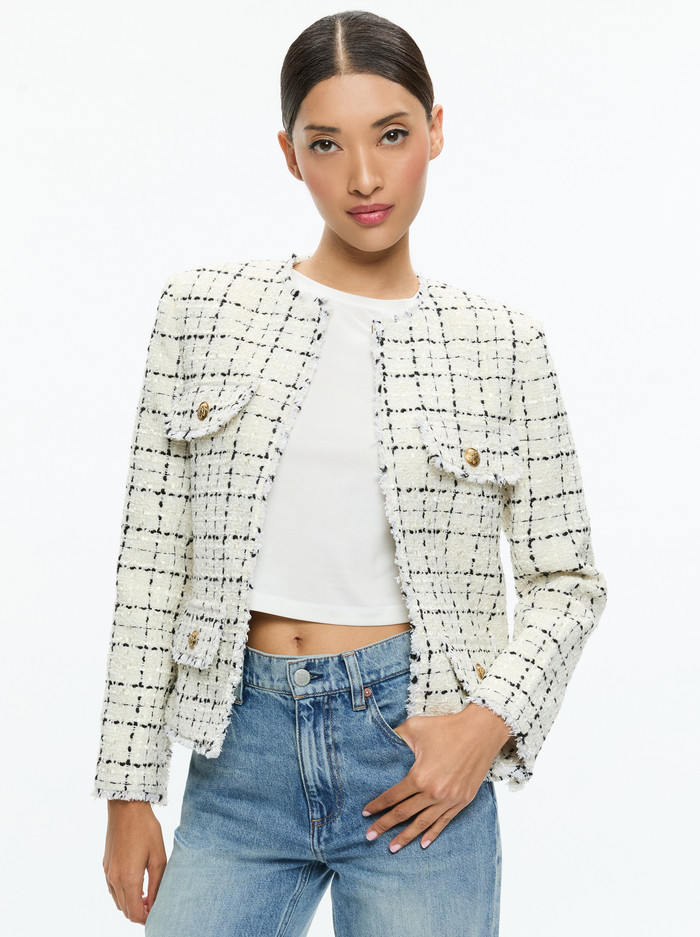 DUMONT TWEED BOXY JACKET | Alice + Olivia