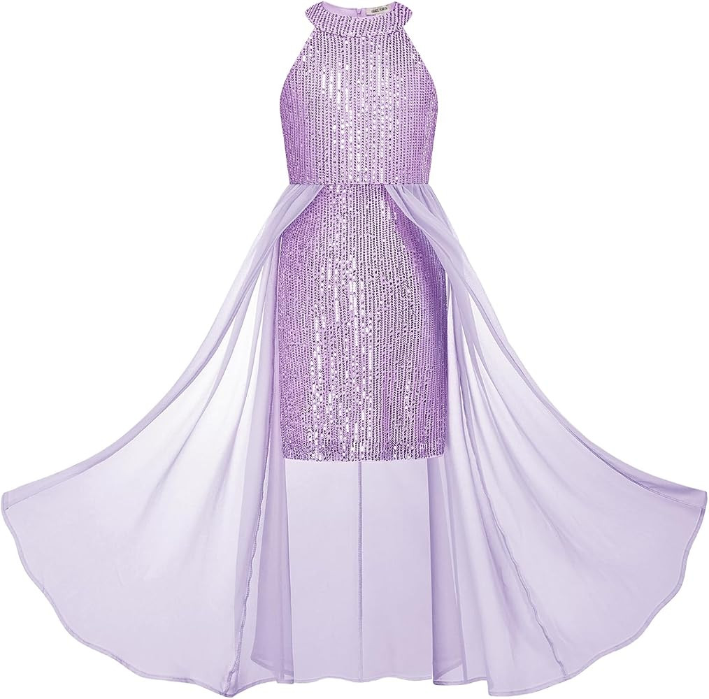 GRACE KARIN Girls Halter Neck Sequin Dress Kids Fancy Formal Party Christmas Sparkly Pageant Birt... | Amazon (US)