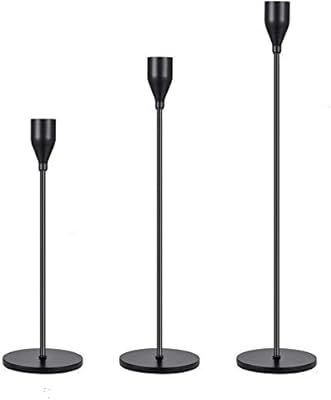 Black Candle Holders Set of 3 for Taper Candles,Simple Modern Taper Candlestick Holders Wedding B... | Amazon (US)