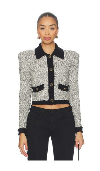 L'AGENCE Arielle Collared Jacket in Black,White. - size XS | Revolve Clothing (Global)
