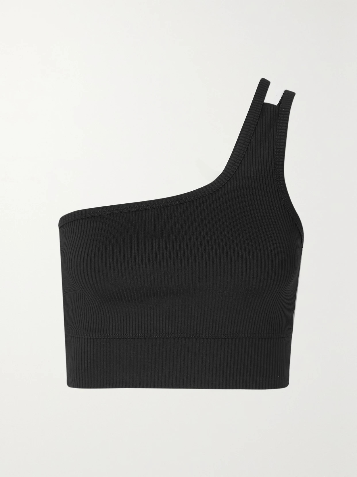 Year of Ours - One-shoulder Ribbed Stretch-jersey Sports Bra - Black | NET-A-PORTER (US)