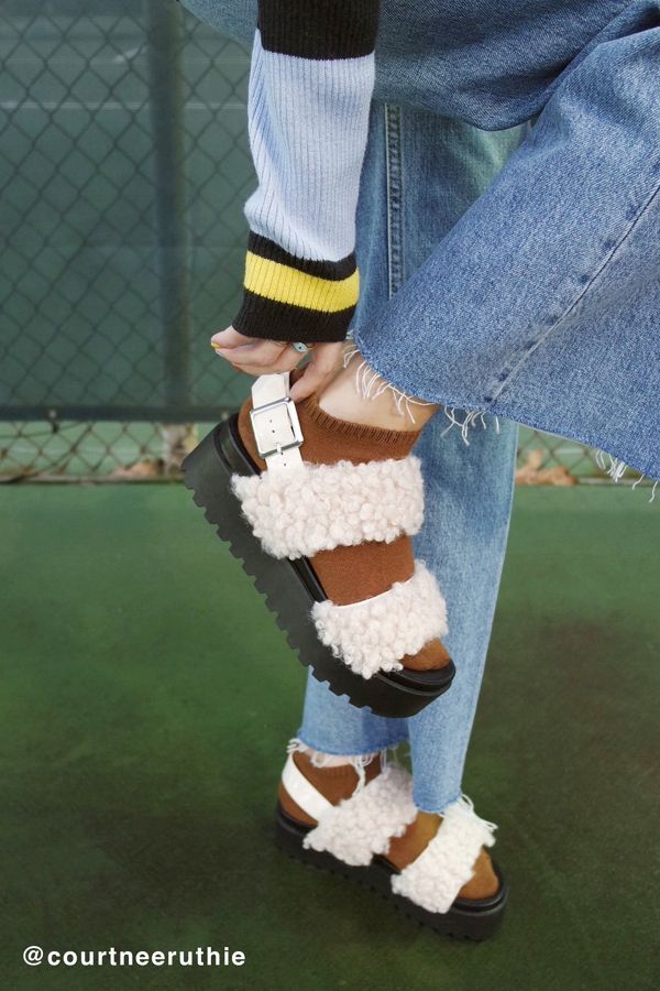 Lexi Faux Sherpa Flatform Sandal | Urban Outfitters US