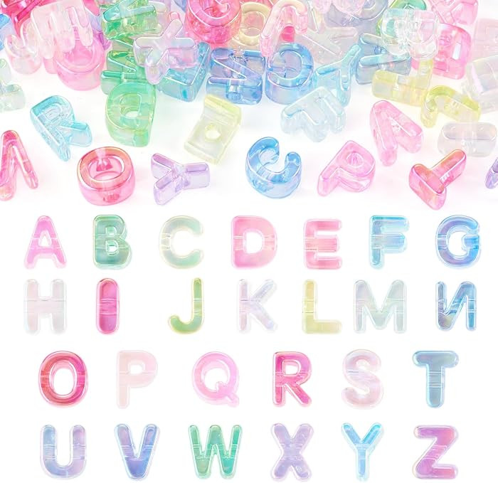 FASHEWELRY 52Pcs Crystal Clear Large Letter Beads Jelly Color Big Alphabet Bead A to Z Chunky Par... | Amazon (US)