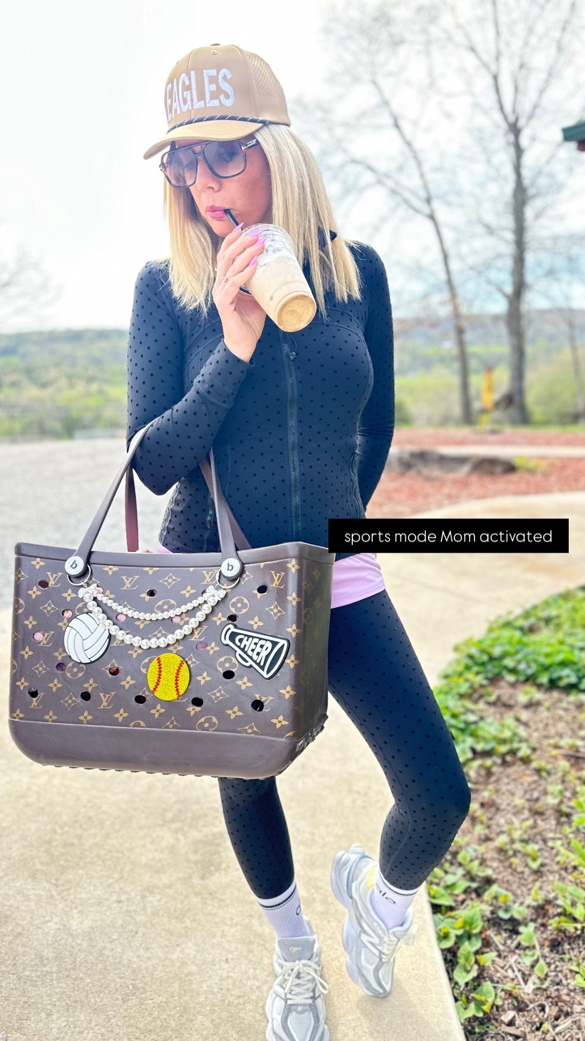 Sports mom, bogg bag, Lululemon set, new balance shoes, alo socks 

#LTKdayinmylife #LTKmomlife #LTKootd