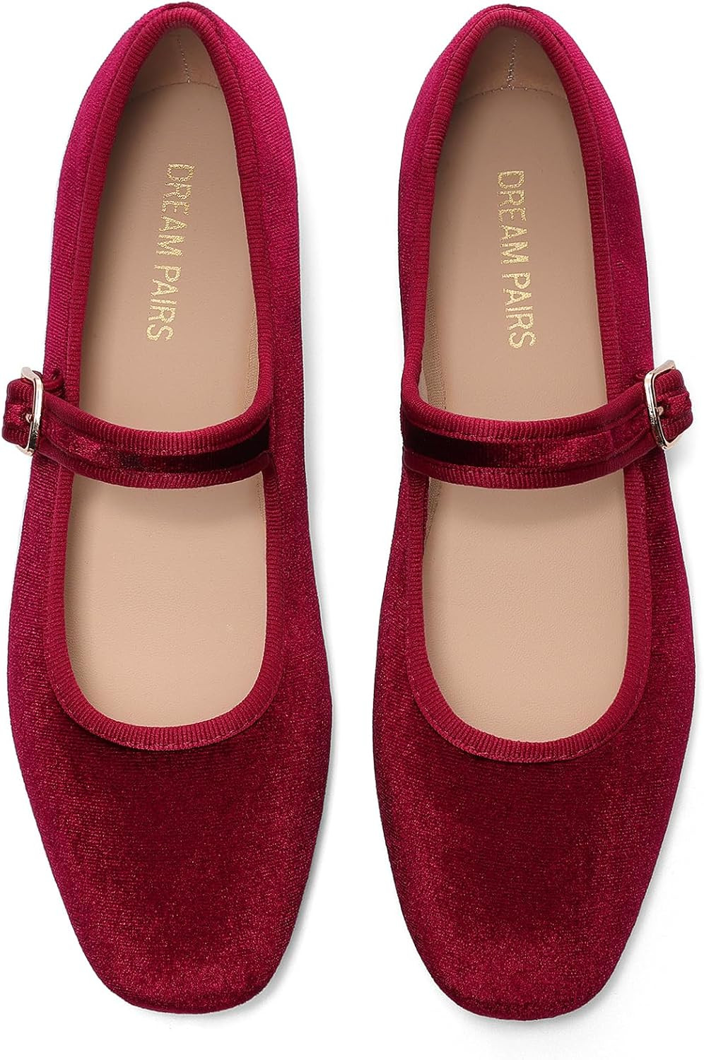 DREAM PAIRS Women's Velvet Mary Jane Ballet Flats | Amazon (US)
