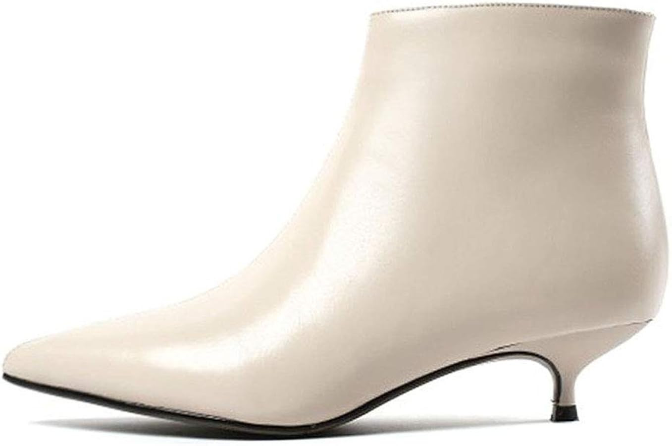 Lutalica W Women's Fashion Pointed Toe Matte Leather Zip Up Comfort Low Kitten Heel Dress Ankle B... | Amazon (US)