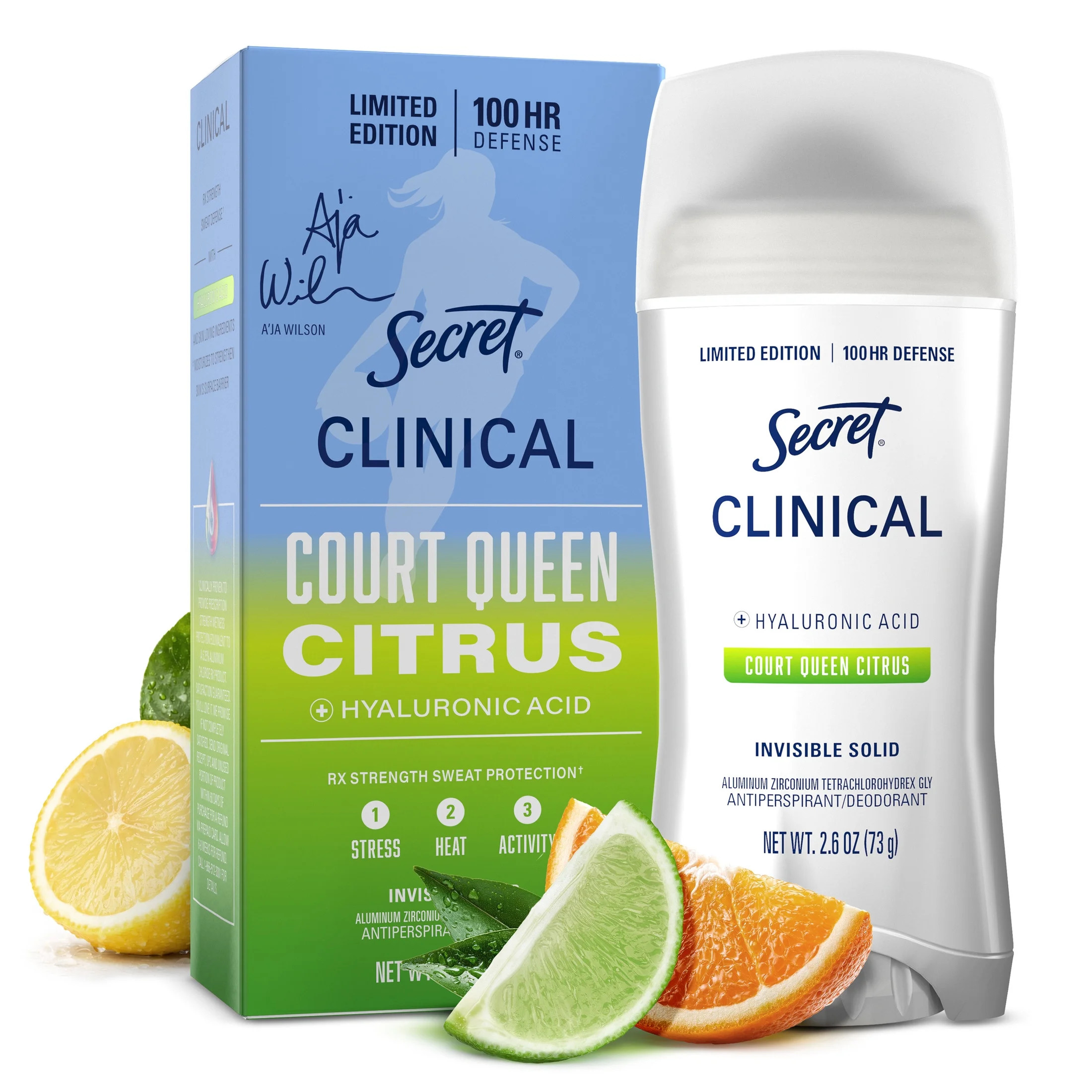 Secret Clinical Strength 100HR Hyaluronic Acid Antiperspirant Deodorant for Women, Invisible Soli... | Walmart (US)