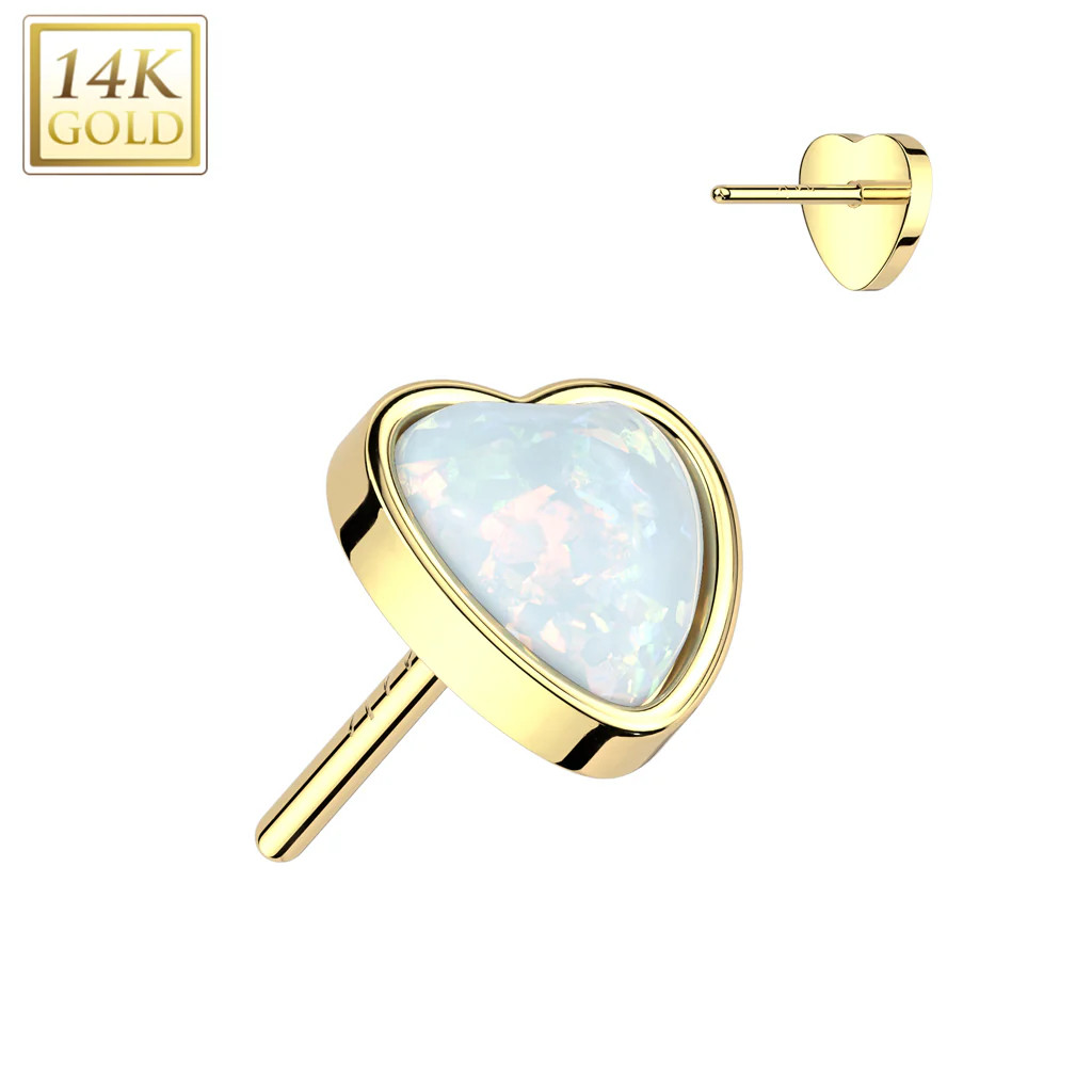 14Kt Opal Heart Flat Back | Pierced by Ash Design