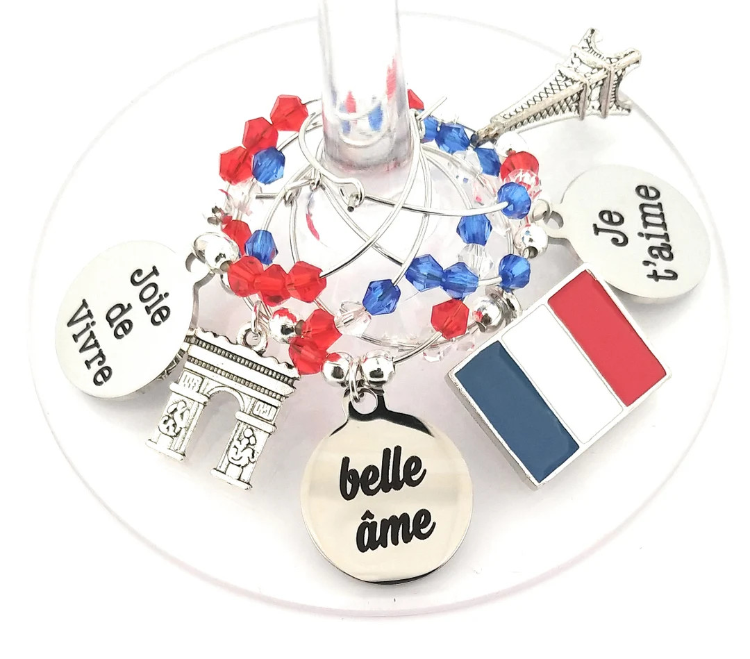 Paris France Wine Charms, French Wine Charms, Parisienne Wine Charms, Glass Tag Identifiers, Fren... | Etsy (US)
