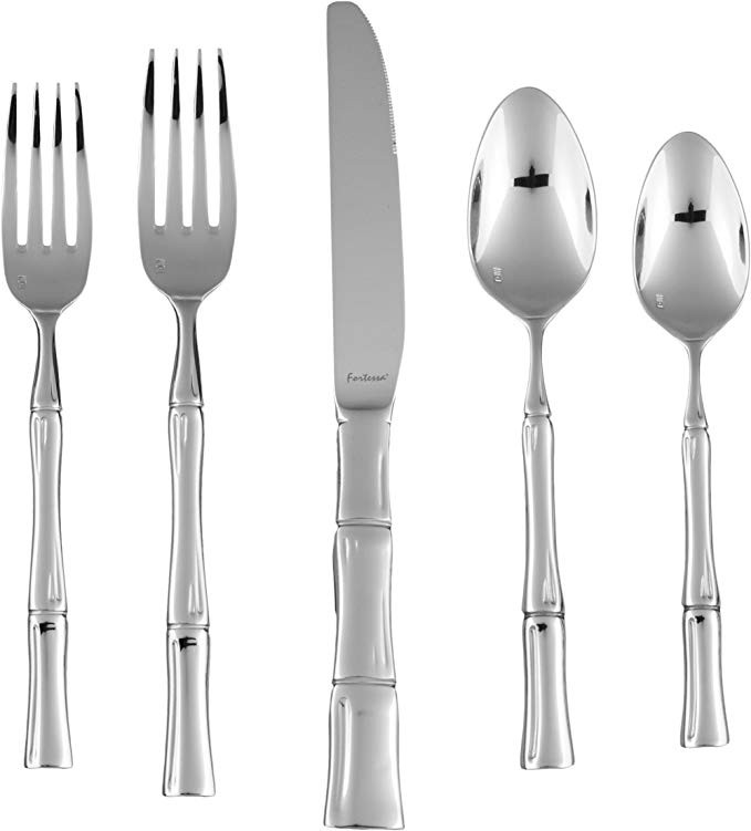 Fortessa Royal Pacific 18/10 Steel Flatware 20 Piece Place Setting, Polished Stainless | Amazon (US)