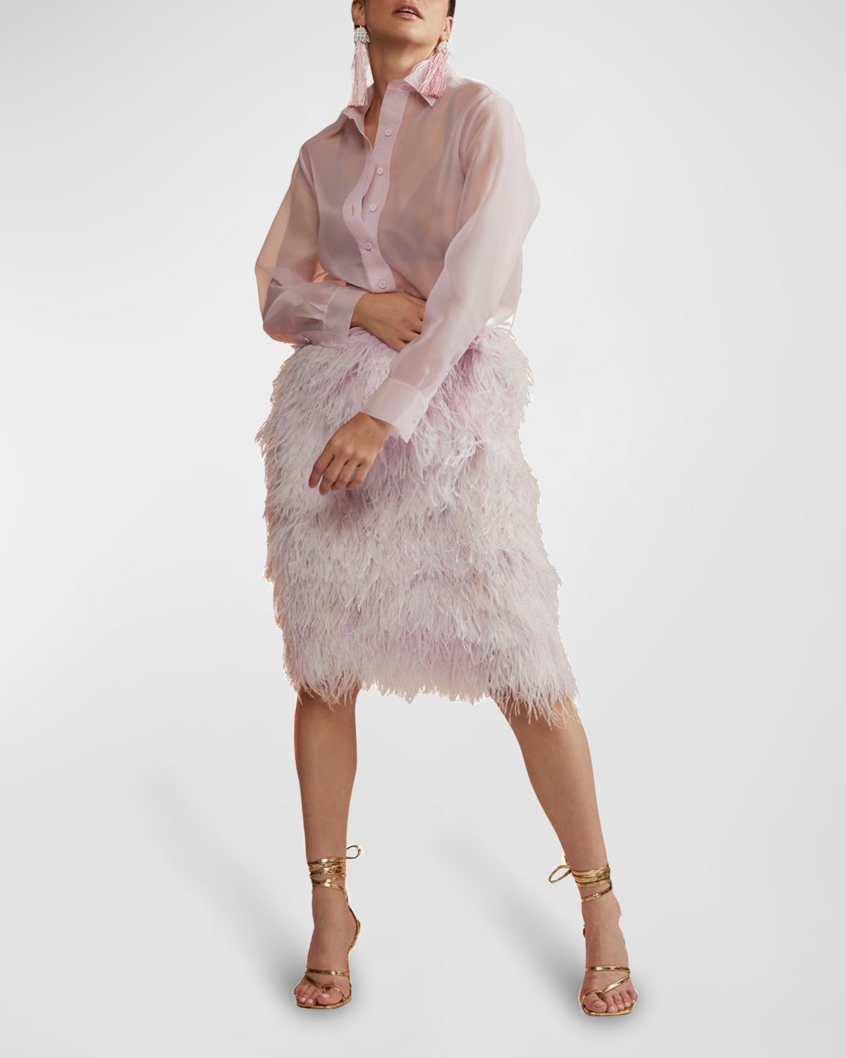 Sheer Shimmer Organza Shirt | Neiman Marcus